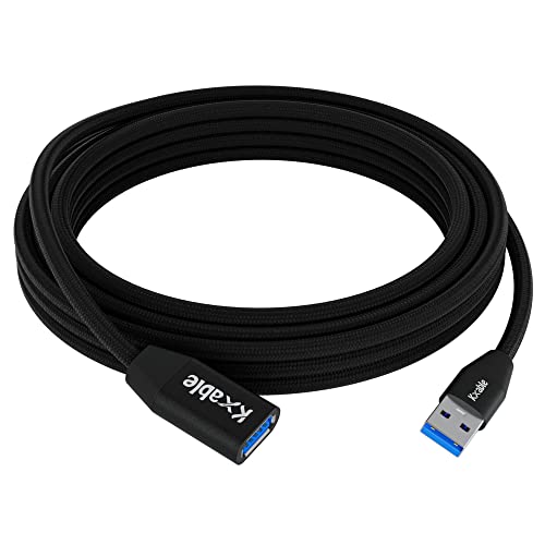 USB 3.0 Extension Cable 1 Feet (2 Pack), Type A Male to Female Extender Cord, Nylon Braided, 5Gbps Data Transfer, Compatible with Webcam, Camera, USB hub, Keyboard, Mouse, Flash Drive, Hard Drive