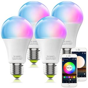 magiclight smart light bulbs, wifi & bluetooth 5.0, a19/e26 led color changing light bulb, 60w equivalent, dimmable, rgbcw, app control, smart home lighting works with alexa google assistant, 4pack