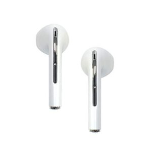 one-touch on/off bluetooth 5.0 stereo earbuds 4 hours talking or playtime deep bass crystal-clear calls headset with charging case for iphone & android phone, white, j18