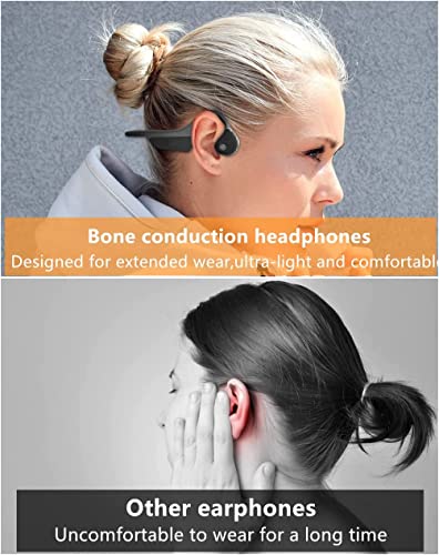 Bone Conduction Headphones Bluetooth 5.0,Wireless Open Ear Headphones with Built-in Mic,Sweatproof Sports Headset for Running and Workouts (Black-Gray)