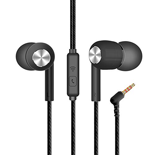 Gaweb Earphones, S32 Universal 3.5mm L-Shaped Wired Earbud for Phone - Black