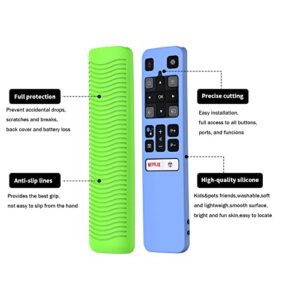 [2 Pack] WQNIDE Case for TCL RC802V FMR1 FNR1 Smart Voice Remote Control, Silicone Protective Cover Shockproof Anti Slip Anti-Lost Glowing(Glowgreen and Glowblue)