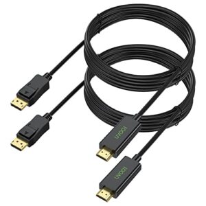 uvooi displayport (dp) to hdmi hdtv cable 10ft – 2 pack, display port to hdmi cable adapter support video and audio