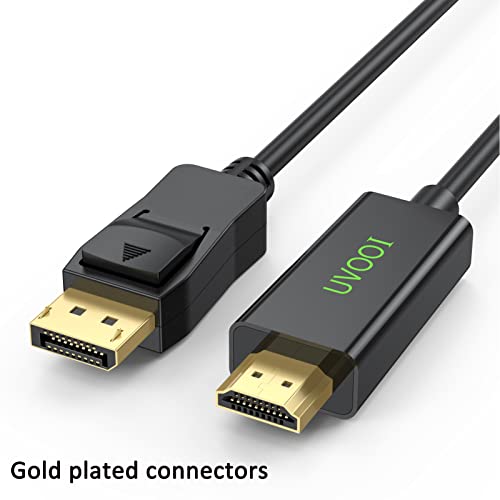 UVOOI DisplayPort (DP) to HDMI HDTV Cable 10ft - 2 Pack, Display Port to HDMI Cable Adapter Support Video and Audio