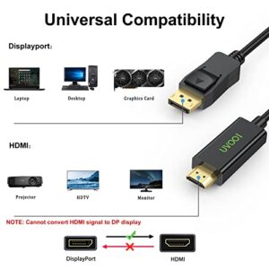 UVOOI DisplayPort (DP) to HDMI HDTV Cable 10ft - 2 Pack, Display Port to HDMI Cable Adapter Support Video and Audio