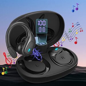 Bluetooth Headphones Wireless Earbuds Waterproof Over Ear Earhooks Bluetooth 5.3 Running Earphones with Wireless Charging Case Digital LED Display Built-in Mic Headset for Sport Running Workout Gym