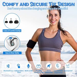 Bluetooth Headphones Wireless Earbuds Waterproof Over Ear Earhooks Bluetooth 5.3 Running Earphones with Wireless Charging Case Digital LED Display Built-in Mic Headset for Sport Running Workout Gym