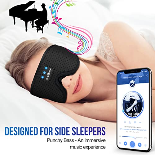 MUSICOZY Sleep Headphones 3D Bluetooth Sleep Mask, Wireless Sleeping Headphones Music Earbuds Eye Mask for Side Sleepers Men Women Ultra Thin Speakers Cool Gadgets Birthday Unique Gifts, Pack of 2