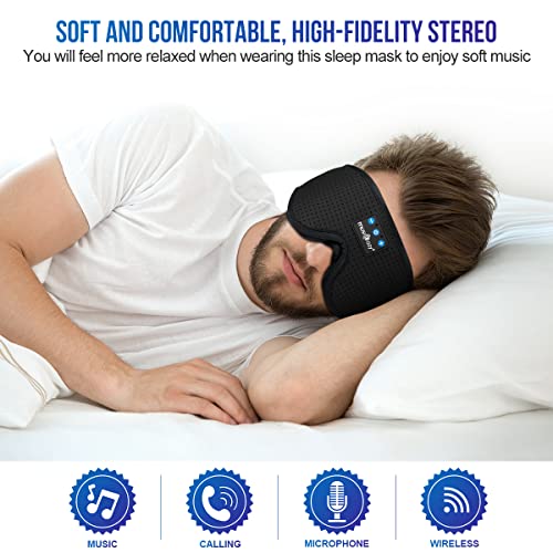 MUSICOZY Sleep Headphones 3D Bluetooth Sleep Mask, Wireless Sleeping Headphones Music Earbuds Eye Mask for Side Sleepers Men Women Ultra Thin Speakers Cool Gadgets Birthday Unique Gifts, Pack of 2