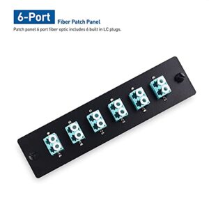 Cable Matters 12 Fibers OM4/OM3 Multimode Patch Panel with 6 x LC UPC Duplex Fiber Optic Adapters - LGX Compatible