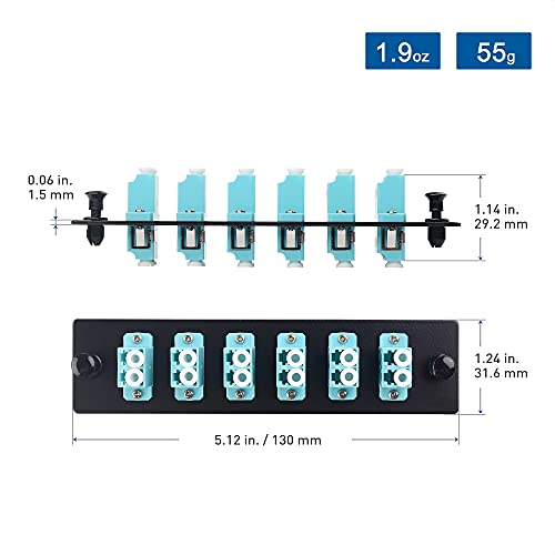 Cable Matters 12 Fibers OM4/OM3 Multimode Patch Panel with 6 x LC UPC Duplex Fiber Optic Adapters - LGX Compatible