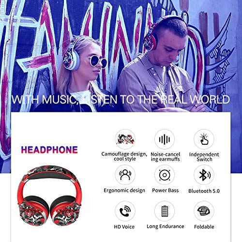 Greshare Wireless Bluetooth Headphones,Over Ear Headphone Hi-Fi Stereo Foldable Headset with Microphone, FM Radio, Wired Mode Compatible with PC/Cellphone/Tablets/TV/MP3. (Black)