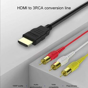 HDMI to RCA Cable,1080P HDMI Male to 3rca Video Audio AV Composite Male M/M Connector Adapter Cable Cord Transmitter(NO Signal Conversion Function), One-Way Transmission from HDMI to RCA for TV HDTV