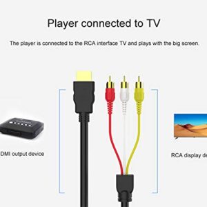 HDMI to RCA Cable,1080P HDMI Male to 3rca Video Audio AV Composite Male M/M Connector Adapter Cable Cord Transmitter(NO Signal Conversion Function), One-Way Transmission from HDMI to RCA for TV HDTV