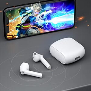 Wireless Earbuds, Bluetooth Earphones, Air Buds Pods Ear Buds with HiFi Stereo Sound 13mm Dynamic Driver Clear Call, IPX6 Waterproof Wireless Headphones, 24 Hrs Compatible for iPhone Android, White