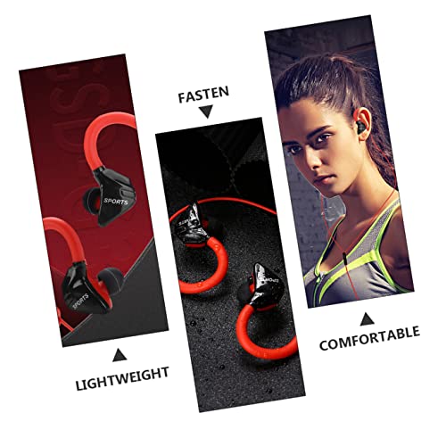 KOMBIUDA 1 Pair Sports Office Over Headphone Type Control with Phone Red Neck in Earphones Stereo Head Bass Cell Earphone Wired Headphones Earbuds Home Exercise Wrap Soft