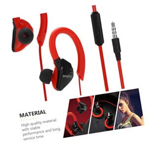 KOMBIUDA 1 Pair Sports Office Over Headphone Type Control with Phone Red Neck in Earphones Stereo Head Bass Cell Earphone Wired Headphones Earbuds Home Exercise Wrap Soft