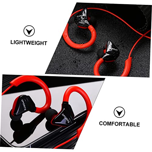 KOMBIUDA 1 Pair Sports Office Over Headphone Type Control with Phone Red Neck in Earphones Stereo Head Bass Cell Earphone Wired Headphones Earbuds Home Exercise Wrap Soft