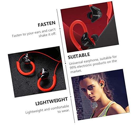KOMBIUDA 1 Pair Sports Office Over Headphone Type Control with Phone Red Neck in Earphones Stereo Head Bass Cell Earphone Wired Headphones Earbuds Home Exercise Wrap Soft
