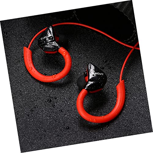 KOMBIUDA 1 Pair Sports Office Over Headphone Type Control with Phone Red Neck in Earphones Stereo Head Bass Cell Earphone Wired Headphones Earbuds Home Exercise Wrap Soft