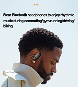 Bluetooth Headphones Wireless Earbuds 48hrs Playback IPX7 Waterproof Earphones Over-Ear Stereo Bass Headset with Earhooks Microphone LED Battery Display for Sports/Workout/Gym/Running GNMN Black