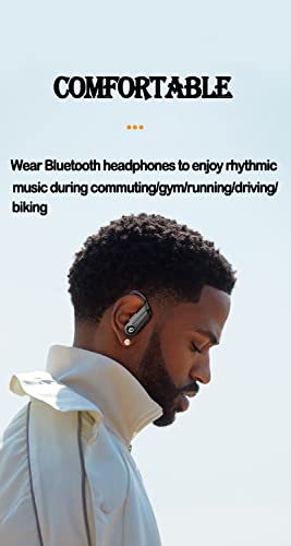 Bluetooth Headphones Wireless Earbuds 48hrs Playback IPX7 Waterproof Earphones Over-Ear Stereo Bass Headset with Earhooks Microphone LED Battery Display for Sports/Workout/Gym/Running GNMN Black