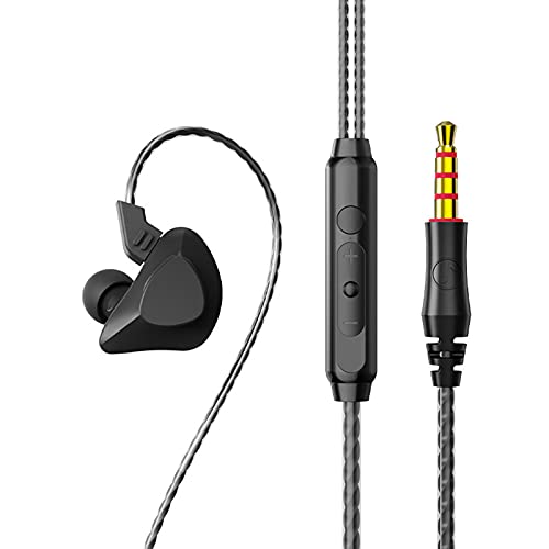 Gaweb Earphones, T03 3.5mm Wired Earbud Around Ear Noise Reduction Multifunctional HiFi Bass Headset for Office - Black