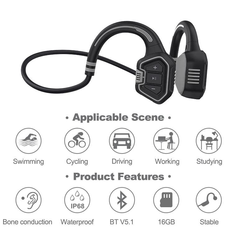 ip68 Waterproof Swimming mp3 binaural Hook Aftershock Bluetooth Open-Ear Wireless Bone Conduction Headphones in-Ear Headphones