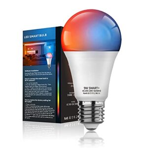 magiclight smart light bulb works with alexa google home, a19/e26 800lm color changing light bulb, wifi & bluetooth 5.0, dimmable, rgbcw, music sync, app control, no hub required