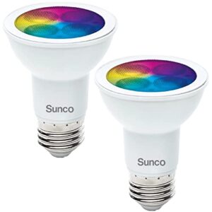 sunco lighting smart wifi led light bulbs par20 dimmable led smart bulb, color changing rgbcw, 5w, outdoor flood light, compatible with amazon alexa & google assistant – no hub required 2 pack