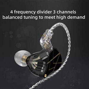 KZ ASX Headset 20 BA Units HiFi Bass in Ear Monitor Balanced Armature Earphones Noise Cancelling Earbuds Sport Headphones(with mic,Black)