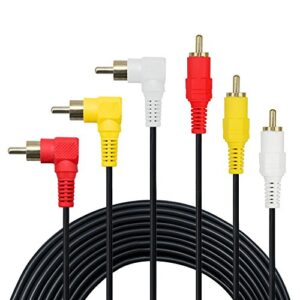 3 rca cable – gold plated 90 degree right angle rca audio/video cable 3 male to 3 male composite video audio a/v av cable (6ft/1.8m)