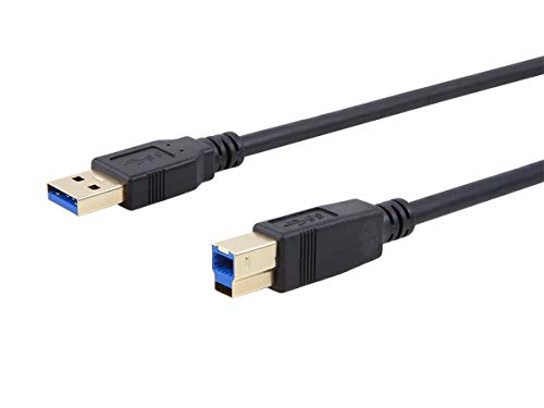 Monoprice Select Series USB 3.0 A to B Cable 1.5ft Compatible with Brother, HP, Canon, Lexmark, Epson, Dell, Xerox, Samsung and More!, Black (113746)