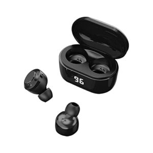 lopeceal wireless earbuds bluetooth earbuds headphones 5.0 sports headsets in-ear stereo with digital led power charge box noise cancelling for workout home office running black