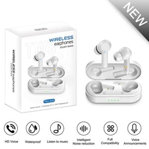 W20 5.0 Sports Bluetooth Earphones Headphones, 400mah Charging Box Wireless Headphone 3D Stereo Sports Earbuds Headsets T𝐨uch Control with Microphone in-Ear Headset