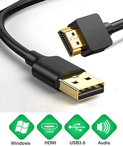 ANKKY USB to HDMI Adapter Cable for Mac iOS Windows 10/8/7/Vista/XP, USB 3.0 to HDMI Male HD 1080P Monitor Display Audio Video Converter Cable Cord - 2M