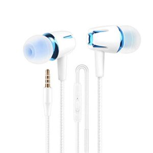 gaweb earphones, 1set earbud in-ear heavy bass built-in microphone fashion wired headset for game – blue
