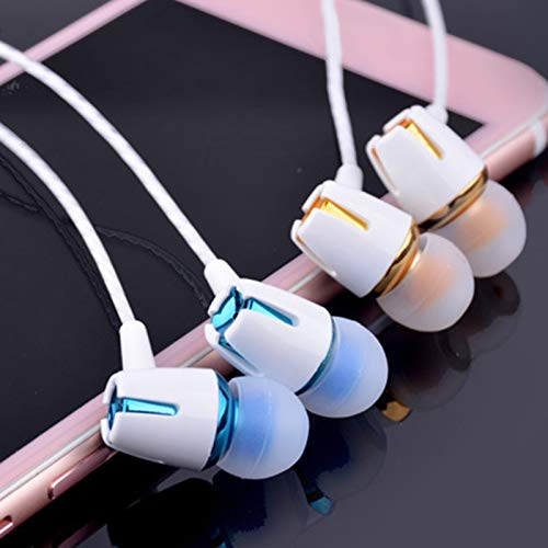 Gaweb Earphones, 1Set Earbud in-Ear Heavy Bass Built-in Microphone Fashion Wired Headset for Game - Blue