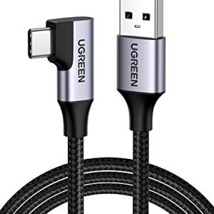 UGREEN USB C Cable 3.0 Fast Charge, 5Gbps USB A to USB C Cable Right Angle, Nylon Braided Type C Cord Compatible with Galaxy S10/S10+,LG V60/ V50/ V40/ G8/ G7/ G6, etc. 3.3FT