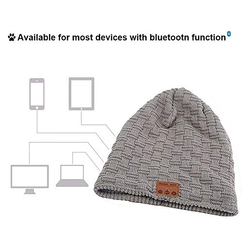 BearsFire Wireless Music Beanie Hat Headphone wiht Bluetooth Stereo Speaker Mic Hands-Free Earphones Cap Winter Warm Thick Skull Knit Music Hat Gifts for Men Women Ourdoor Sports Skiing Skating Hiking