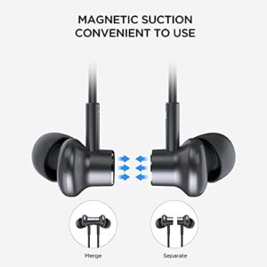 HTC Wireless Earphones, Bluetooth 5.2 Neckband Earphones Press Control with ANC, Active Noise Cancellation and ENC, Long Working Distance IPX5 Water Resistant, Running Earphones - Gray