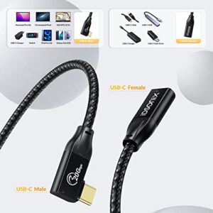 iDsonix USB C Extension Cable - Right Angle 1.6Ft USB C Extender Cable Support 20Gbps USB 3.2 Gen2x2 / 4k@60Hz / 100W Fast Charging for USB C Hub/Dell XPS/MacBook/iPad Pro, Nylon Braide