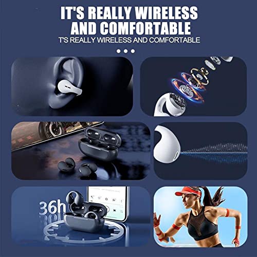 Wireless Ear Clip Bone Conduction Headphones Bluetooth Open Ear Headphones Wireless Ear Clip Bone Conduction Headphones Bluetooth for Cycling Driving Running Sports Workout