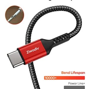 ziwodiv USB-C Cable, 2M/3.1A Type C to Type C Cable Nylon Braided USB A to USB C Cable, Fast Charging Cable Compatible with Samsung Galaxy S22 S21 S10 S9 Note 9 8, MacBook, iPad, Huawei, Xiaomi, Sony