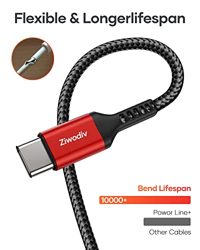 ziwodiv USB-C Cable, 2M/3.1A Type C to Type C Cable Nylon Braided USB A to USB C Cable, Fast Charging Cable Compatible with Samsung Galaxy S22 S21 S10 S9 Note 9 8, MacBook, iPad, Huawei, Xiaomi, Sony