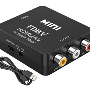 FDBV Adapter for HDMI to RCA AV Converter Video Audio 1080p HDMI to AV 3RCA CVBs Composite Supports PAL/NTSC for TV Stick, Roku, Chromecast, Apple TV, PC, Laptop, Xbox, HDTV, DVD-Black