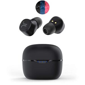wesc true wireless headphones, bluetooth earphones with led wireless charging case, 20hrs playtime, touch control, ipx4 water resistant earbuds – black
