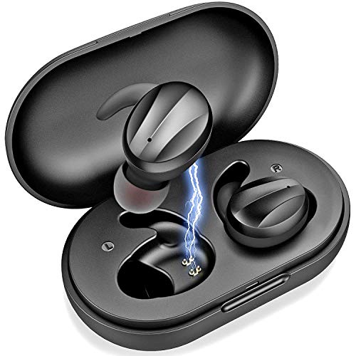 Alpatronix Wireless Earbuds HX500 Waterproof Bluetooth Headphones TWS in Ear Wireless Earphones Rechargeable Stereo Headset w/Qi Charging Case & Mic for iPhone/Samsung Galaxy, Sports&Running - Black