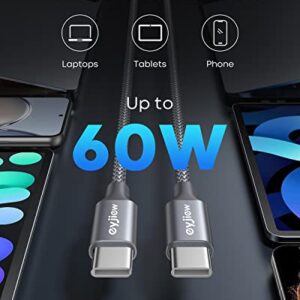 eyjiew Long USB C to USB C Cable [12FT, 2-Pack], 60W PD Type C to C Fast Charging Cord for Samsung Galaxy S22 Ultra S22+ S21+ S21 Ultra S20 S20+ S10 Note 20 10 A73 A71 A53, Pixel 7 7pro 6 6a 4a 2 XL