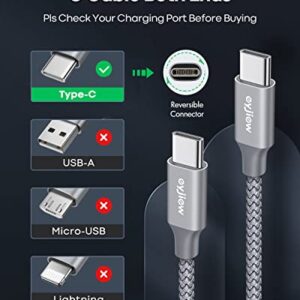 eyjiew Long USB C to USB C Cable [12FT, 2-Pack], 60W PD Type C to C Fast Charging Cord for Samsung Galaxy S22 Ultra S22+ S21+ S21 Ultra S20 S20+ S10 Note 20 10 A73 A71 A53, Pixel 7 7pro 6 6a 4a 2 XL